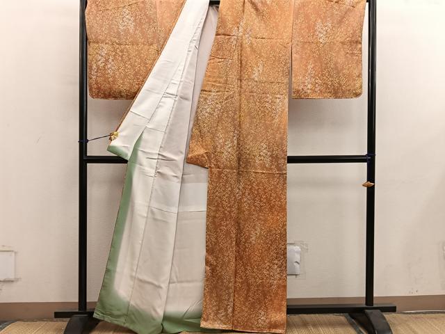 平和屋着物■上質な小紋　枝葉文　正絹　逸品　BAAY1008mz