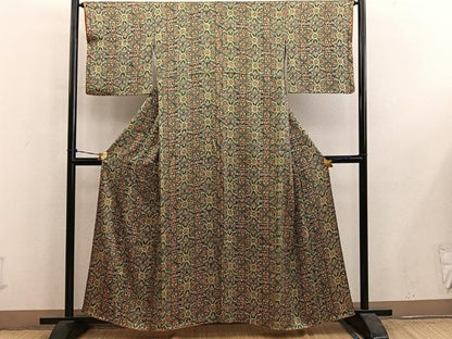 平和屋着物■上質な小紋　草花文　正絹　逸品　BAAY1010mz