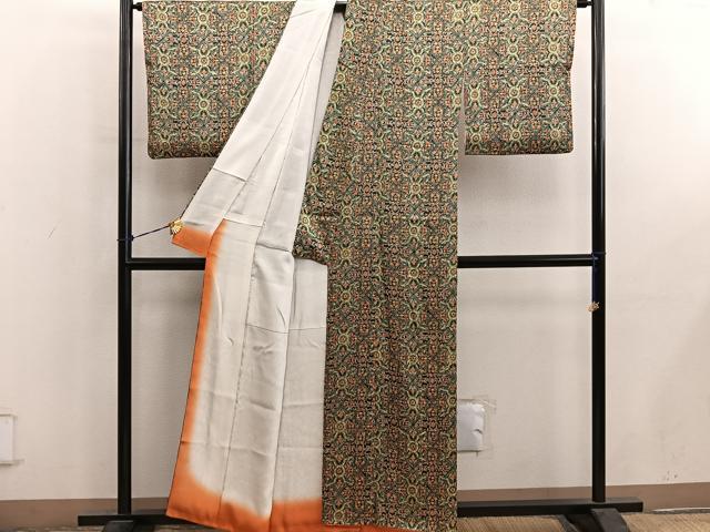平和屋着物■上質な小紋　草花文　正絹　逸品　BAAY1010mz