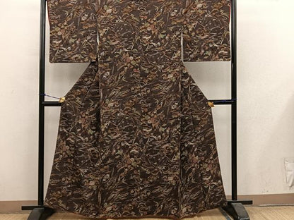 平和屋着物■上質な小紋　御所解花文　鬼しぼ縮緬　正絹　逸品　BAAY1014mz