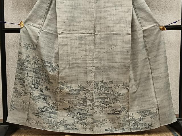 平和屋着物■訪問着　紬地　エ霞花文　正絹　逸品　BAAY1017mz