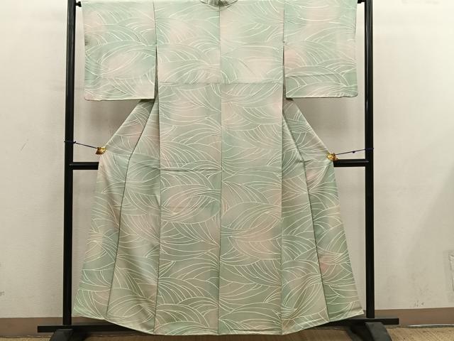 平和屋着物●上質な小紋　幾何学文様　地紋起こし　暈し染め　正絹　逸品　BAAY1021mz