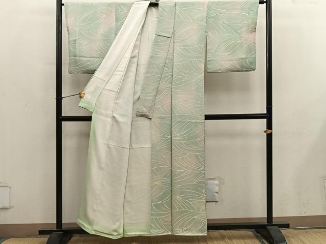 平和屋着物●上質な小紋　幾何学文様　地紋起こし　暈し染め　正絹　逸品　BAAY1021mz