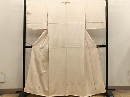 平和屋着物●訪問着　総刺繍　スワトウ刺繍　草花文　正絹　逸品　BAAY1022mz