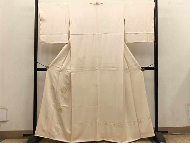 平和屋着物●訪問着　総刺繍　スワトウ刺繍　草花文　正絹　逸品　BAAY1022mz