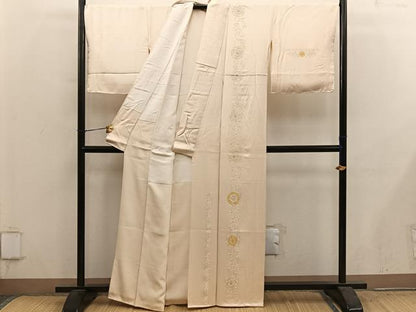 平和屋着物●訪問着　総刺繍　スワトウ刺繍　草花文　正絹　逸品　BAAY1022mz