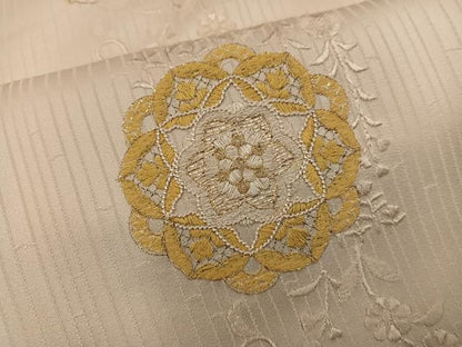 平和屋着物●訪問着　総刺繍　スワトウ刺繍　草花文　正絹　逸品　BAAY1022mz