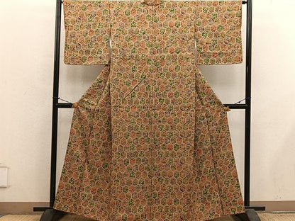 平和屋着物■上質な小紋　亀甲花文　正絹　逸品　BAAY1024mz