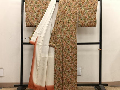 平和屋着物■上質な小紋　亀甲花文　正絹　逸品　BAAY1024mz