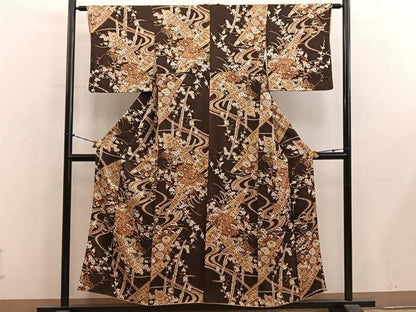 平和屋着物■上質な小紋　船　菊花文　正絹　逸品　BAAY1030mz
