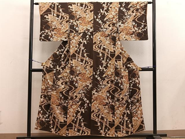 平和屋着物■上質な小紋　船　菊花文　正絹　逸品　BAAY1030mz