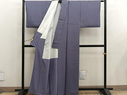 平和屋着物■上質な色無地　紋意匠　紫鼠色　正絹　逸品　BAAY1033mz