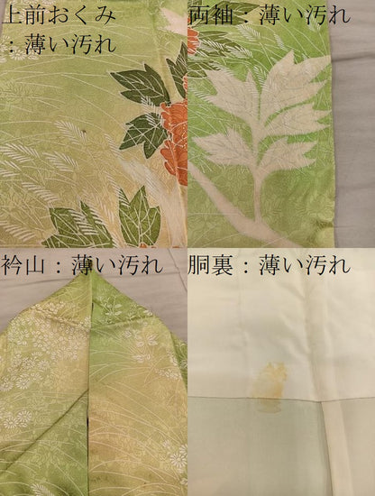 平和屋着物■訪問着　駒刺繍　枝花文　暈し染め　正絹　逸品　BAAY1034mz