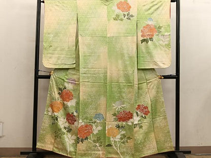 平和屋着物■訪問着　駒刺繍　枝花文　暈し染め　正絹　逸品　BAAY1034mz