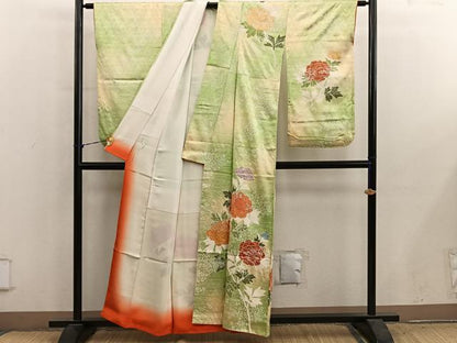 平和屋着物■訪問着　駒刺繍　枝花文　暈し染め　正絹　逸品　BAAY1034mz
