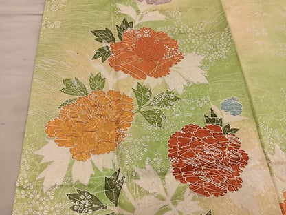 平和屋着物■訪問着　駒刺繍　枝花文　暈し染め　正絹　逸品　BAAY1034mz
