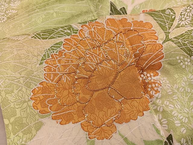 平和屋着物■訪問着　駒刺繍　枝花文　暈し染め　正絹　逸品　BAAY1034mz
