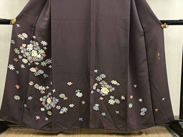 平和屋着物●巨匠　前田華清　手描き　訪問着　草花文　金彩　正絹　逸品　BAAY1036mz