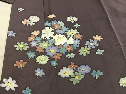 平和屋着物●巨匠　前田華清　手描き　訪問着　草花文　金彩　正絹　逸品　BAAY1036mz