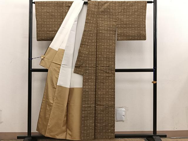 平和屋着物■上質な紬　草花文　正絹　逸品　BAAY1037mz