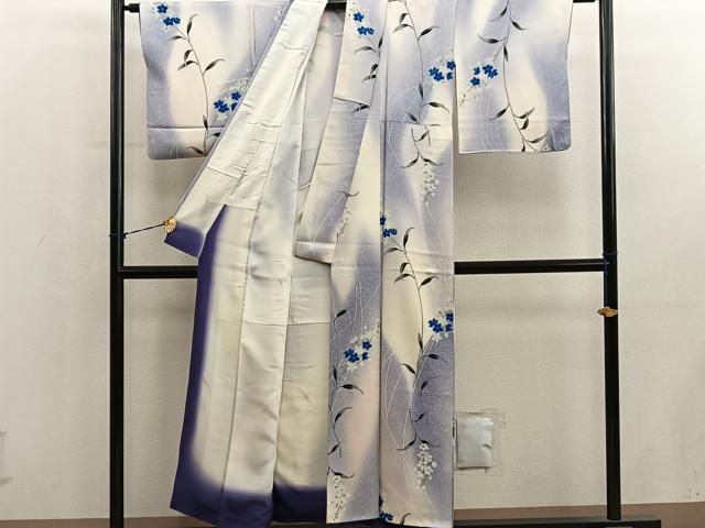 平和屋着物■上質な小紋　枝花文　暈し染め　正絹　逸品　BAAY1040mz