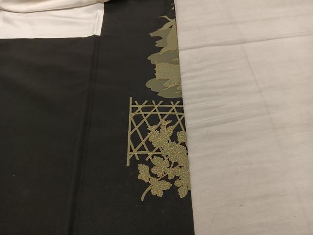 平和屋着物■豪華黒留袖　飛鶴風景文　金彩　正絹　逸品　BAAY1042mz