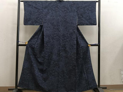 平和屋着物■結城紬　草花文　正絹　逸品　BAAY1043mz