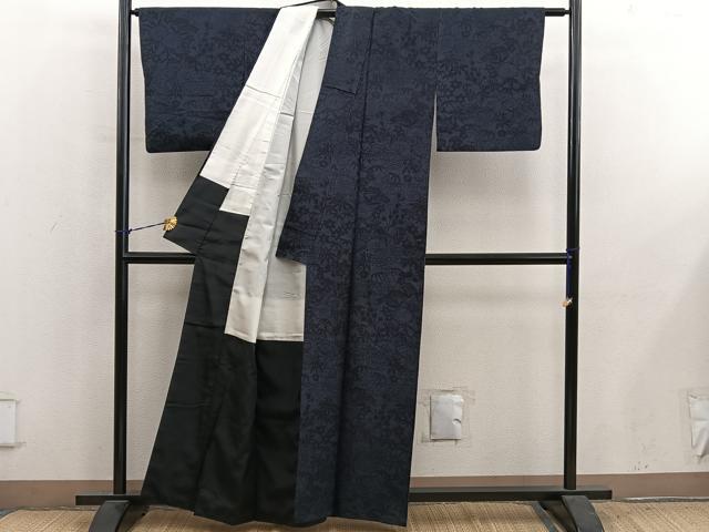 平和屋着物■結城紬　草花文　正絹　逸品　BAAY1043mz