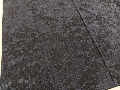 平和屋着物■結城紬　草花文　正絹　逸品　BAAY1043mz