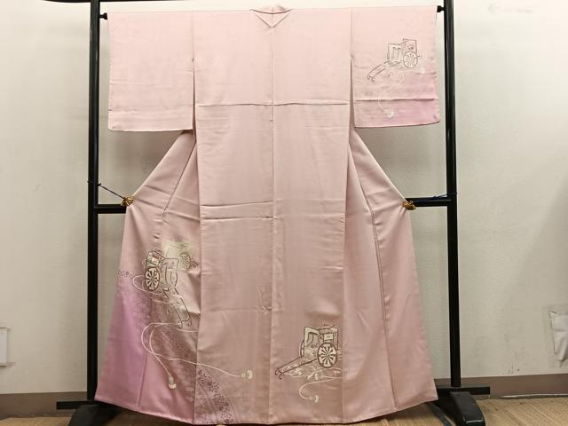 平和屋着物■訪問着　御所車花文　暈し染め　銀彩　やまと誂製　正絹　逸品　BAAY1045mz