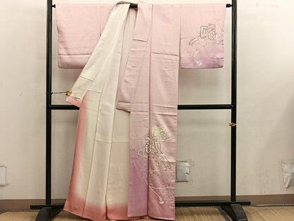 平和屋着物■訪問着　御所車花文　暈し染め　銀彩　やまと誂製　正絹　逸品　BAAY1045mz