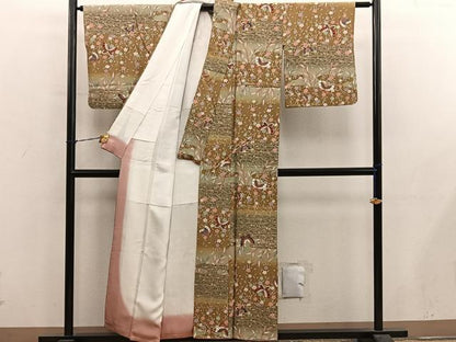 平和屋着物■上質な小紋　舞蝶花文　暈し染め　金彩　正絹　逸品　BAAY1049mz