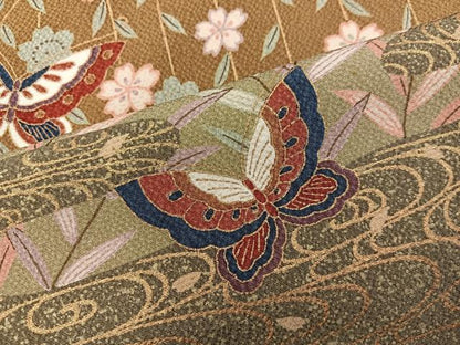 平和屋着物■上質な小紋　舞蝶花文　暈し染め　金彩　正絹　逸品　BAAY1049mz