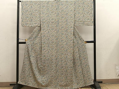 平和屋着物■上質な小紋　型染め　花鳥文　正絹　逸品　BAAY1053mz