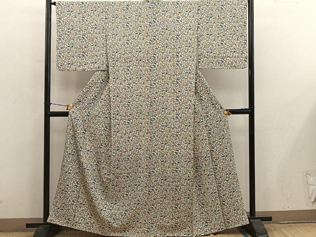 平和屋着物■上質な小紋　型染め　花鳥文　正絹　逸品　BAAY1053mz