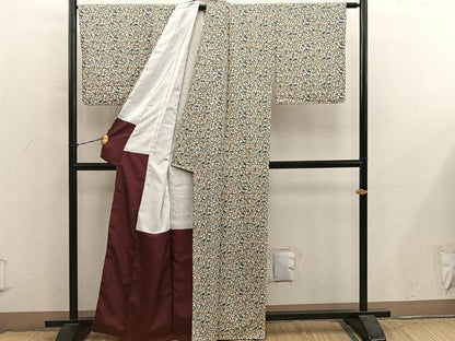 平和屋着物■上質な小紋　型染め　花鳥文　正絹　逸品　BAAY1053mz