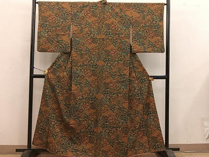 平和屋着物■上質な小紋　紬地　青海波花文　正絹　逸品　BAAY1054mz
