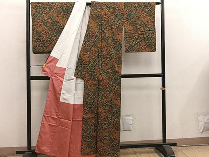 平和屋着物■上質な小紋　紬地　青海波花文　正絹　逸品　BAAY1054mz