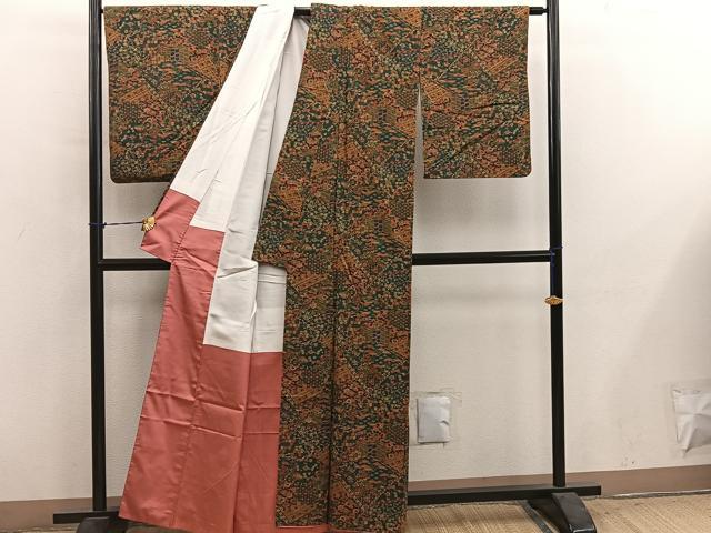 平和屋着物■上質な小紋　紬地　青海波花文　正絹　逸品　BAAY1054mz
