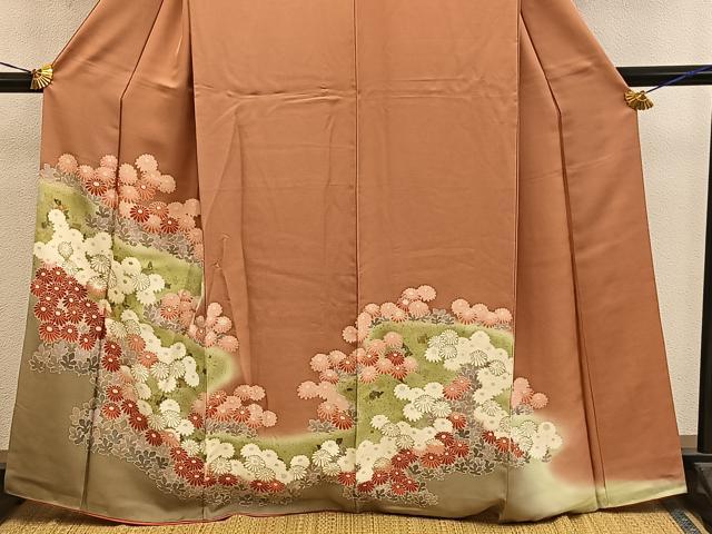 平和屋着物●訪問着　菊花文　暈し染め　金彩　正絹　逸品　BAAY1056mz