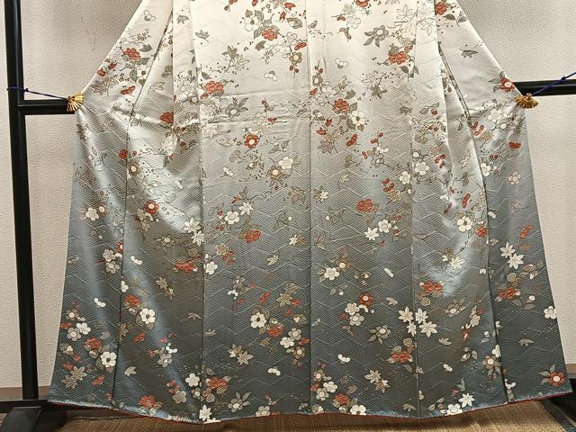平和屋着物●訪問着　梅花文　暈し染め　暈し染め　正絹　逸品　BAAY1061mz