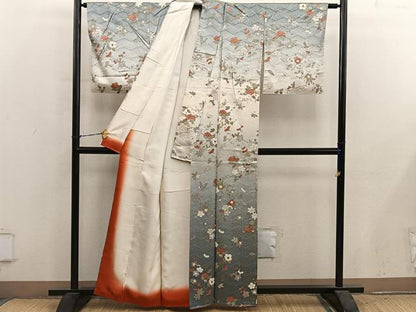 平和屋着物●訪問着　梅花文　暈し染め　暈し染め　正絹　逸品　BAAY1061mz