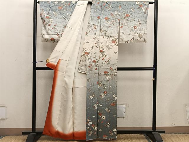平和屋着物●訪問着　梅花文　暈し染め　暈し染め　正絹　逸品　BAAY1061mz