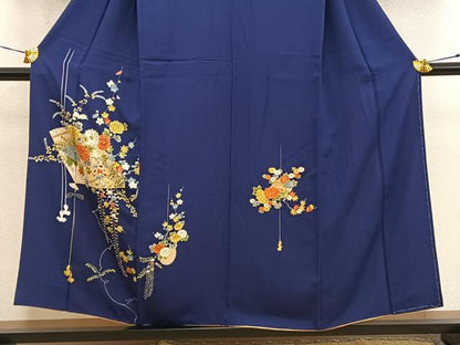 平和屋着物■訪問着　檜扇花文　金彩　正絹　逸品　BAAY1063mz