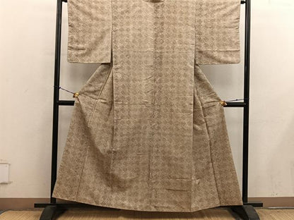 平和屋着物■上質な小紋　紬地　菱　正絹　逸品　BAAY1064mz