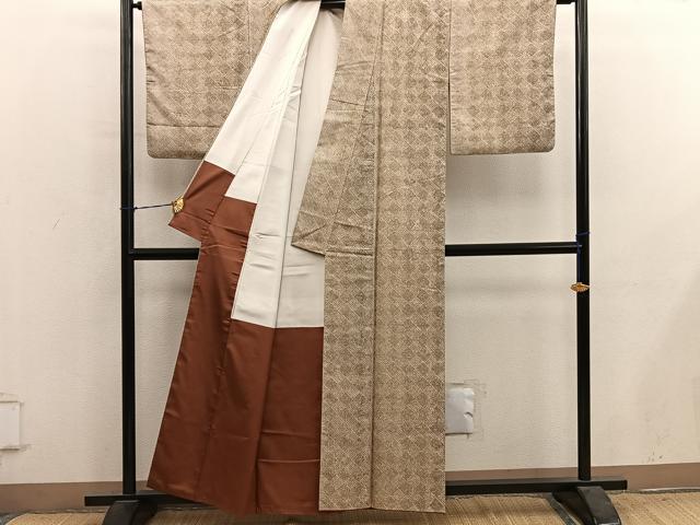 平和屋着物■上質な小紋　紬地　菱　正絹　逸品　BAAY1064mz