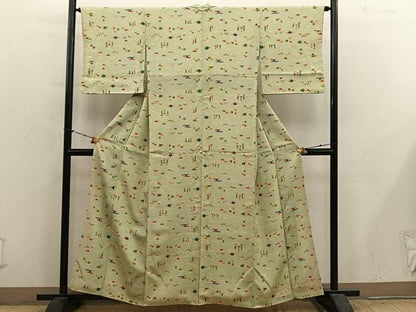 平和屋着物■上質な小紋　型染め　エ霞花文　正絹　逸品　BAAY1067mz