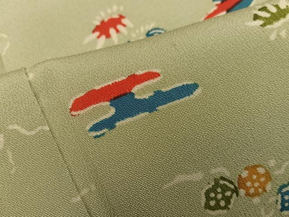 平和屋着物■上質な小紋　型染め　エ霞花文　正絹　逸品　BAAY1067mz