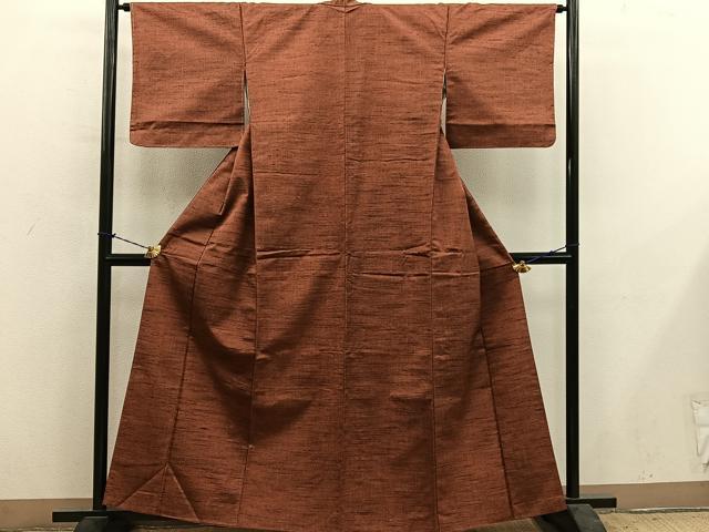 平和屋着物■上質な紬　赤茶色　正絹　逸品　BAAY1069mz