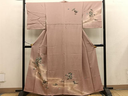平和屋着物■訪問着　貝桶飛鶴花文　暈し染め　金彩　正絹　逸品　BAAY1070mz